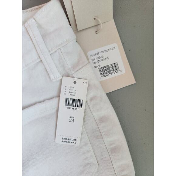 NWD Mother The Hustler Patch Pocket Flood Bootcut Jeans Sz 24 Cream Puffs #7B417 - Picture 6 of 13